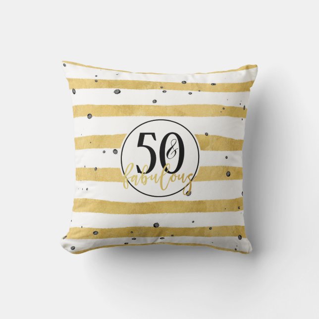 Modern Guld 50 & Fabulous Birthday Confetti Pillow Kudde (Framsida)