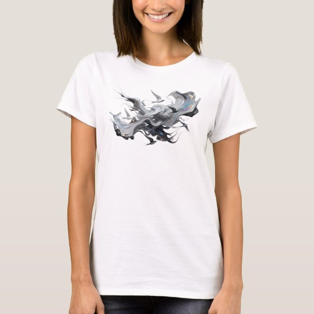 Modern Guld Abstrakt Fåglar Kreativ Tryck T Shirt (Framsida)