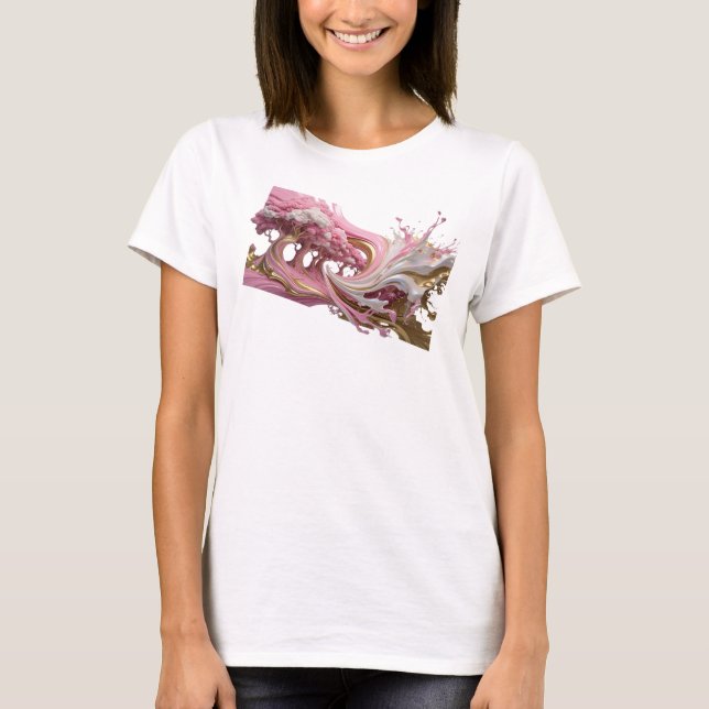 Modern Guld ABSTRAKT KONST Statement T-shirt (Framsida)