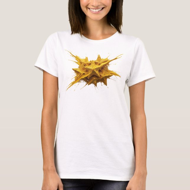 Modern Guld Abstrakt Stjärnor Stil Statement T Shirt (Framsida)