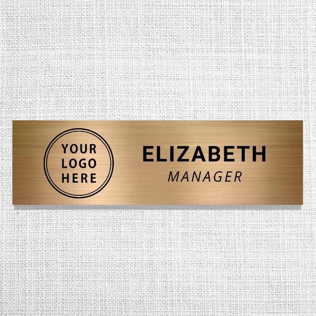 Modern guld affärslogo namnbricka (Versatile and multi-purpose: our logo name tag is suitable for a wide range of professional settings)
