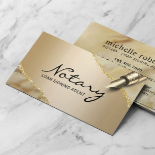 Modern Guld-agate för Mobile Notary Signing Agent Visitkort