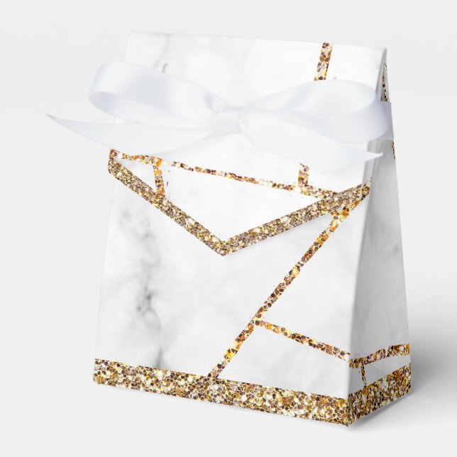 Modern Guld Agate Geode Monogram Presentaskar (Framsidan Sidan)