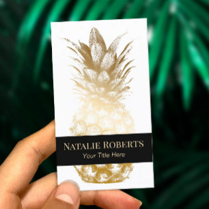 Modern Guld-ananas, svart Rand Visitkort