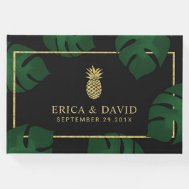 Modern Guld-ananas Tropical Bröllop Gästböcker