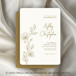 Modern Guld-avrinningsområde Bröllop Inbjudningar