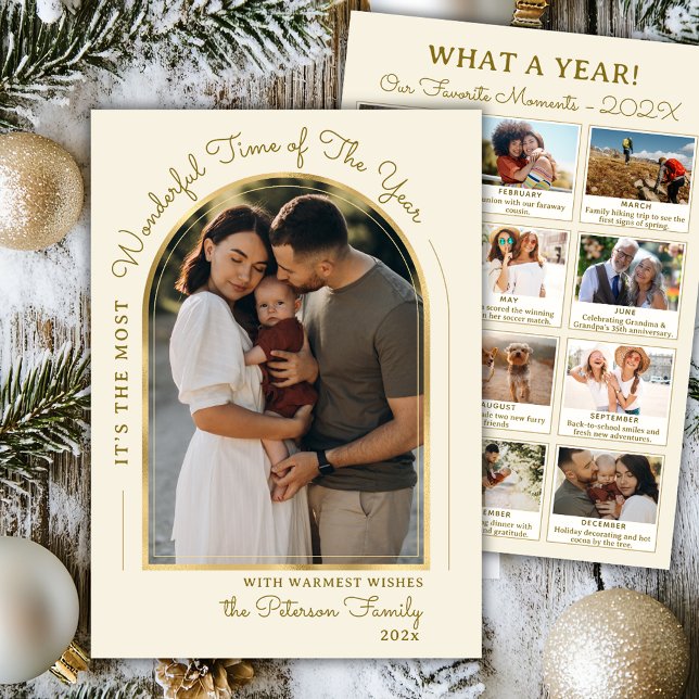 Modern Guld-bågår i recension 13 Photo Collage Julkort (Skapare uppladdad)