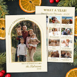 Modern Guld-bågår i recension 13 Photo Collage Julkort<br><div class="desc">Modern Helgdag-år i Guld i recension 13 Photo Collage Card. Högtidlighålla säsongen med det här guld-årskortet för helgdag i elegant. Den främsta designen har ett modernt ljusformat foto ram med faux-guld färg Season Hälsning-typografi på mjuk neutralt - perfekt för att framhäva din favoritfamilj porträtt. Anpassa den med ditt namn, år...</div>