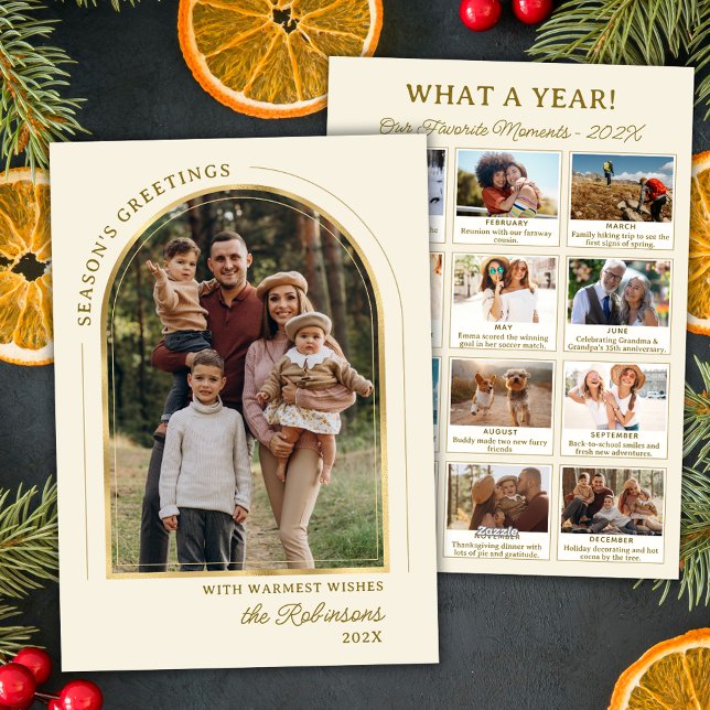 Modern Guld-bågår i recension 13 Photo Collage Julkort (Skapare uppladdad)