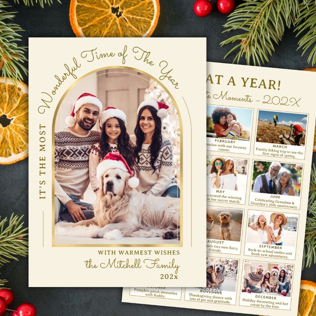 Modern Guld-bågår i recension 13 Photo Collage Julkort (Skapare uppladdad)