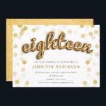 Modern Guld-ballonger Glitter 18:e födelsedagen Inbjudningar<br><div class="desc">Guld Balloon Brev Glitter Confetti 18:e födelsedagsinbjudan.</div>
