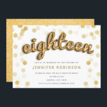 Modern Guld-ballonger Glitter 18:e födelsedagen Inbjudningar<br><div class="desc">Guld Balloon Brev Glitter Confetti 18:e födelsedagsinbjudan.</div>