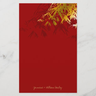 Modern Guld Bamboo Zen Asian Bröllop Stationery Brevpapper