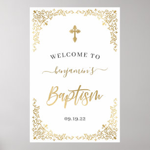 Modern Guld Baptism Botaniskt välkomnande Poster