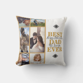 Modern Guld Bästa Pappa någonsin Fotokollage Kudde