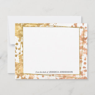 Modern Guld Beige Watercolor Push Strokes Ram Anteckningskort