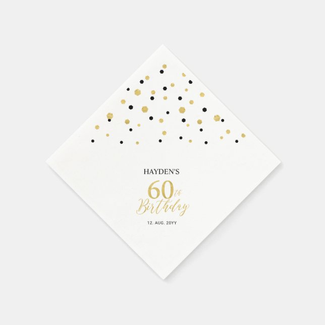Modern Guld & Black 60:e Födelsedagsfest Napkins Pappersservett (Hörn)