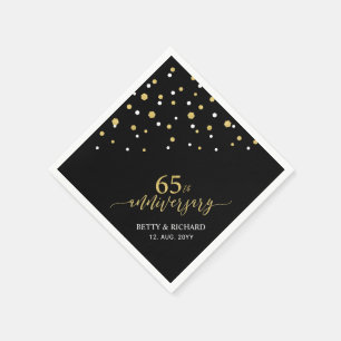 Modern Guld & Black-65e, årsdag Party Napkins Pappersservett