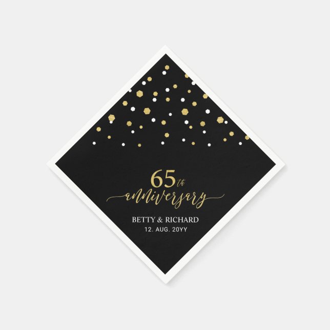 Modern Guld & Black-65e, årsdag Party Napkins Pappersservett (Hörn)