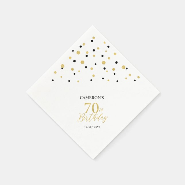 Modern Guld & Black 70:e Födelsedagsfest Napkins Pappersservett (Hörn)