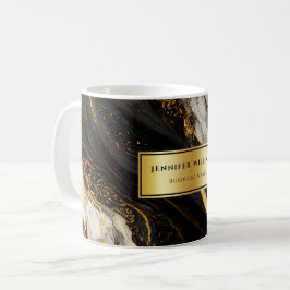 Modern Guld Black and White Custom Name Business Kaffemugg