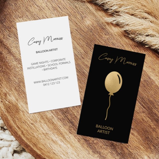 Modern Guld Black Balloon Artist | Händelseplaneri Visitkort (Skapare uppladdad)