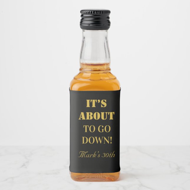 Modern Guld & Black Bröllop-födelsedagsförmån Spritflaskor Etikett (Framsida)