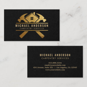 Modern Guld & Black Carpentry Service och Handyman Visitkort