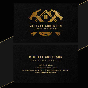 Modern Guld & Black Carpentry Service och Handyman Visitkort