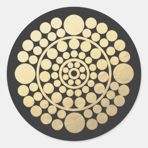 Modern Guld Black Circle Mandala Runt Klistermärke