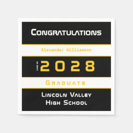 Modern Guld Black Grattis Studentfest Pappersservett