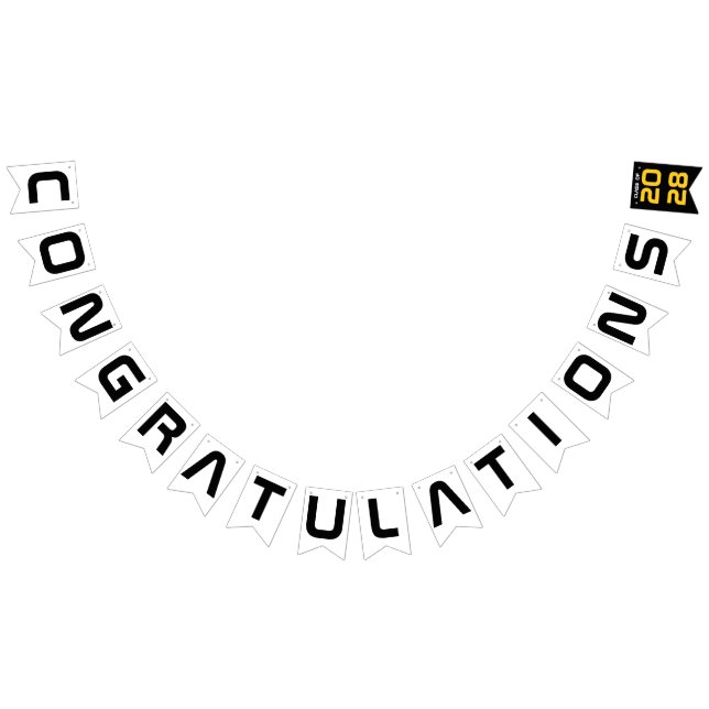 Modern Guld Black Grattis Studentfest Vimplar (Alla)