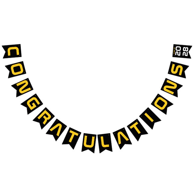 Modern Guld Black Grattis Studentfest Vimplar (Alla)