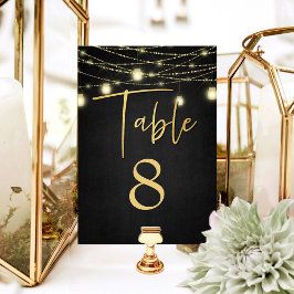 Modern Guld & Black Ljus Elegant Script Bordsnummer
