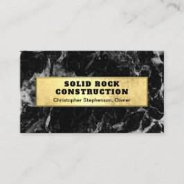 Modern Guld Black Marble Construction Conentrepren Visitkort