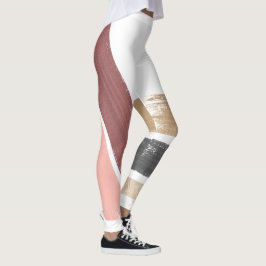 Modern Guld Black Maroon Rosa Paint Leggings