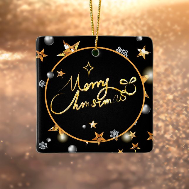 Modern Guld Black Metallic Stars God jul Julgransprydnad Keramik (Skapare uppladdad)