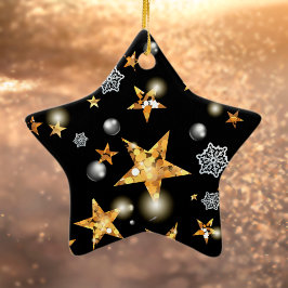 Modern Guld Black Metallic Stars God jul Julgransprydnad Keramik