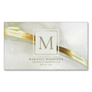 Modern Guld Bläck Monogram Affärskort Magnet