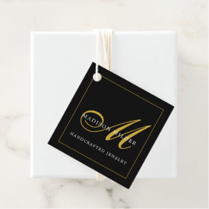 Modern Guld Black Monogrammed Jewelry Designer Gåvor Etiketter
