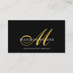 Modern Guld Black Monogrammed Jewelry Designer Visitkort