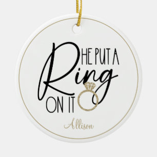 Modern Guld Black Namn satte Ring på det Julgransprydnad Keramik