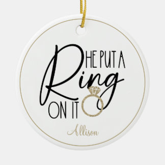 Modern Guld Black Namn satte Ring på det Julgransprydnad Keramik