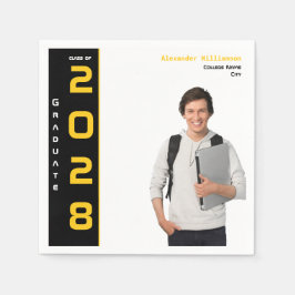 Modern Guld Black Photo Studentfest Pappersservett