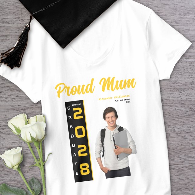 Modern Guld Black Studenten Photo Proud Morsa T Shirt (Skapare uppladdad)