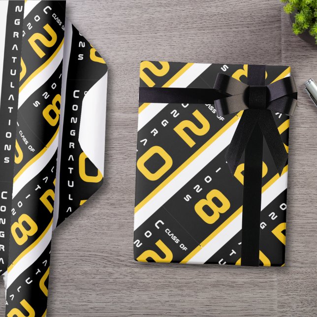 Modern Guld Black Studentfest Presentpapper (Skapare uppladdad)