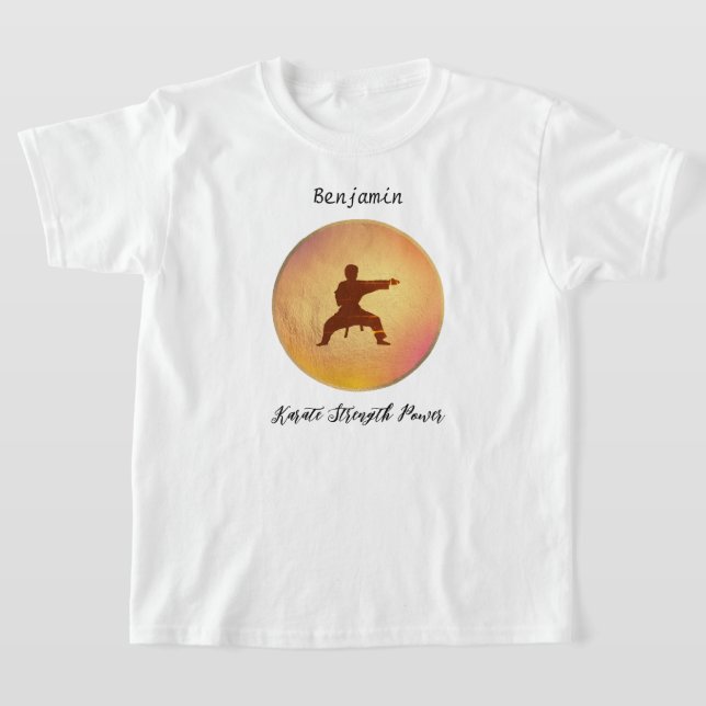 Modern Guld Black Typography Karate Martial Arts T Shirt (Laydown)