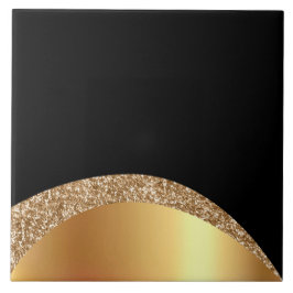 Modern Guld Black Wave Kakelplatta