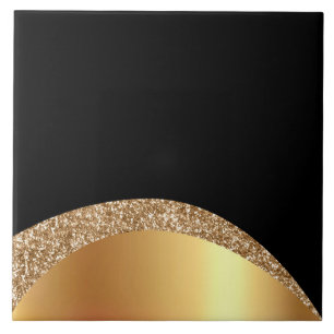 Modern Guld Black Wave  Kakelplatta