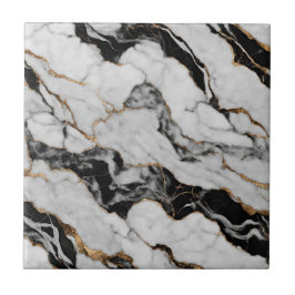 Modern Guld Black White Faux Marble Kakelplatta